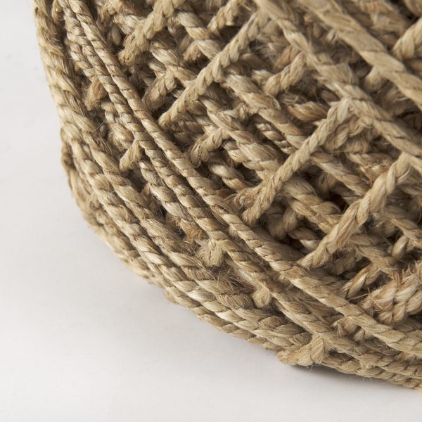 Allium Brown Handwoven Wool Cylindrical Pouf 11