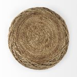 Allium Brown Handwoven Wool Cylindrical Pouf