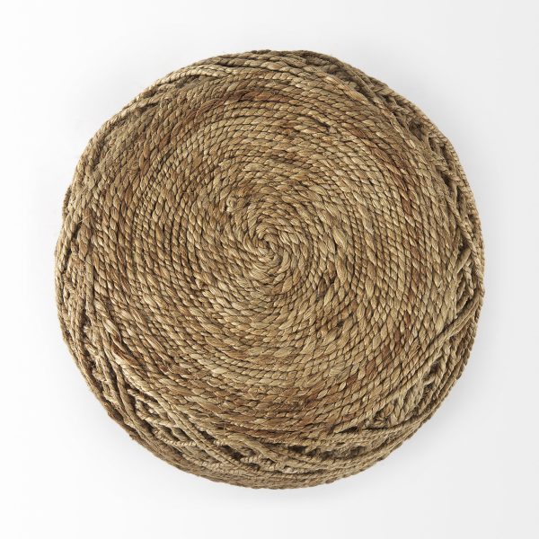 Allium Brown Handwoven Wool Cylindrical Pouf 6