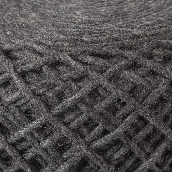 Allium Dark Gray Handwoven Wool Cylindrical Pouf 6
