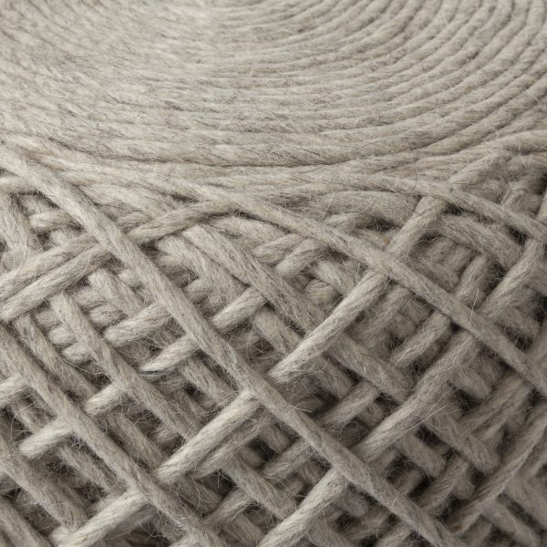 Allium Oatmeal Handwoven Wool Cylindrical Pouf 5