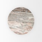 Allyson 42" Round Brown Wood Pedestal w/ Pink Marble Top Dining Table