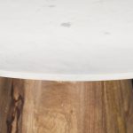 Allyson 42" Round Brown Wood Pedestal w/ White Marble Top Dining Table