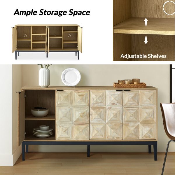 Alois Black Pyramid Door Modern 4 Door Sideboard 3