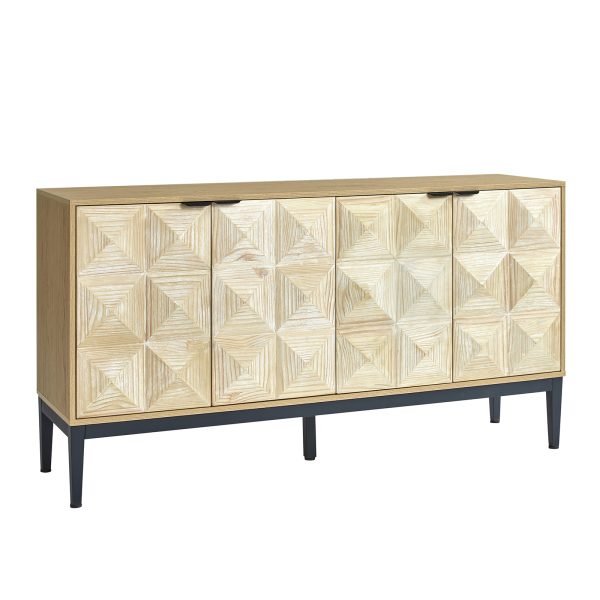 Alois Black Pyramid Door Modern 4 Door Sideboard