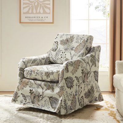 Alois Floral Jeacobean Swivel Accent Chair