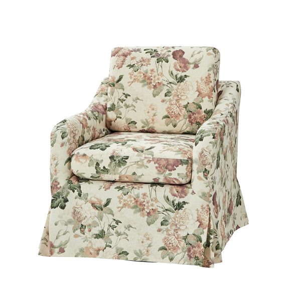 Alois Floral Print Slipcover Swivel Accent Chair 1