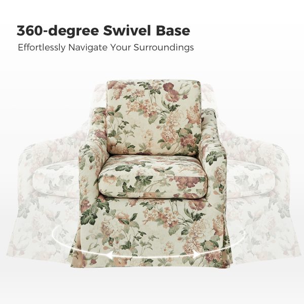 Alois Floral Print Slipcover Swivel Accent Chair 2