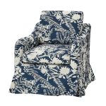 Alois Navy Floral Slipcover Swivel Accent Chair