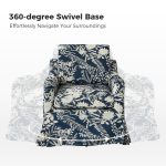 Alois Navy Floral Slipcover Swivel Accent Chair