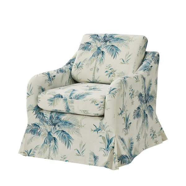 Alois Tropical Floral Slipcover Swivel Accent Chair 1