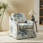 Alois Tropical Floral Slipcover Swivel Accent Chair