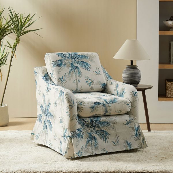 Alois Tropical Floral Slipcover Swivel Accent Chair 2