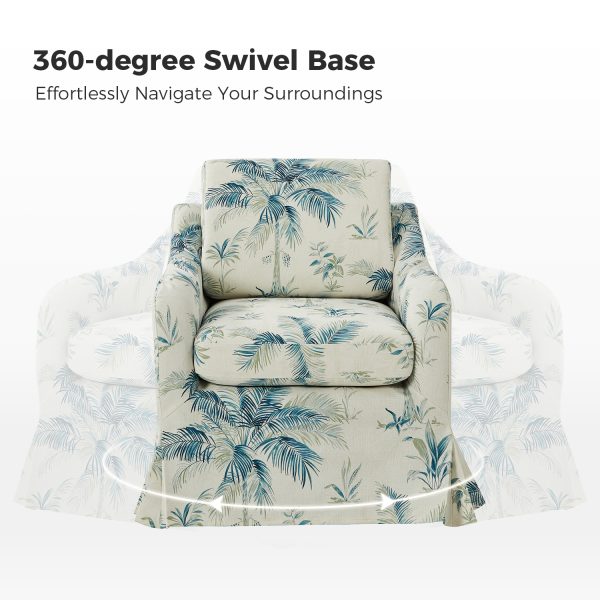 Alois Tropical Floral Slipcover Swivel Accent Chair 3