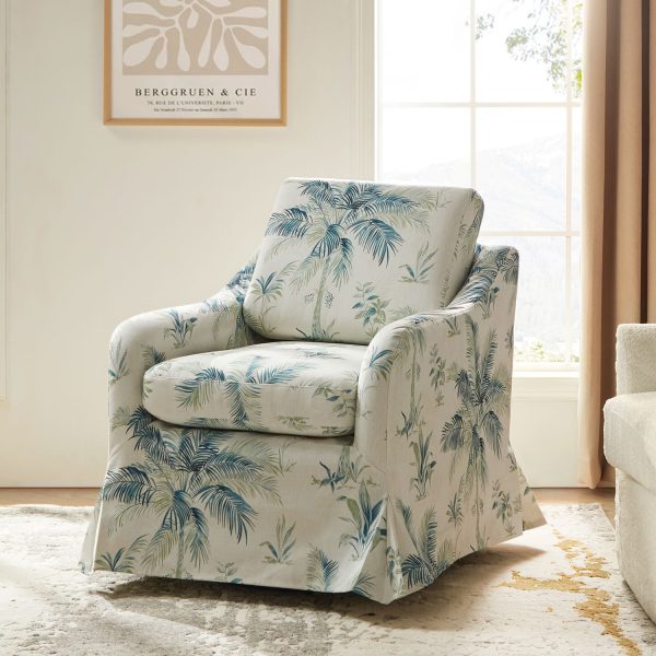 Alois Tropical Floral Slipcover Swivel Accent Chair