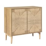 Alois Woven Door Accent Cabinet with Metal Legs and Shelves
