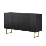 Aloisius Black Sunburst 4-Door Modern Sideboard Storage Cabinet 8 Aloisius Black Sunburst 4-Door Modern Sideboard Storage Cabinet