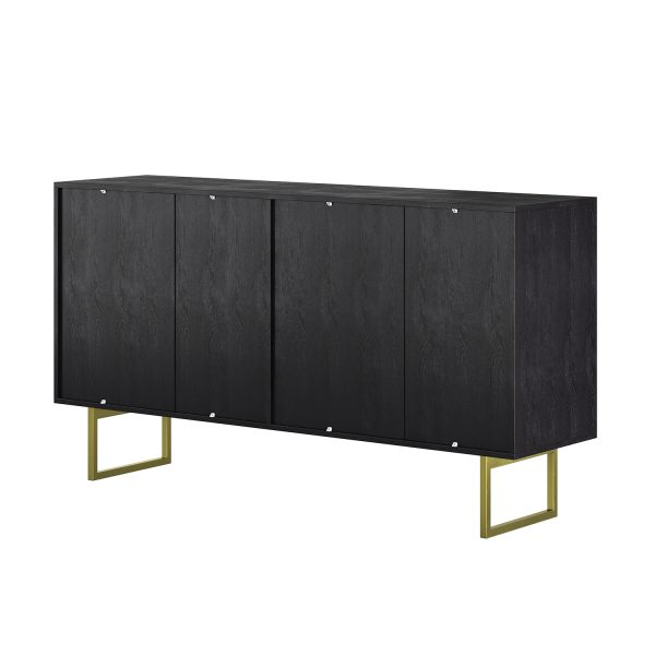 Aloisius Black Sunburst 4 Door Modern Sideboard Storage Cabinet 2