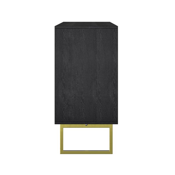 Aloisius Black Sunburst 4 Door Modern Sideboard Storage Cabinet 3