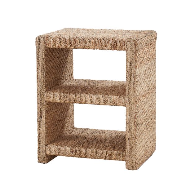 Alonzo Natural Coastal Grass Rope 2 Shelf Side Table 1