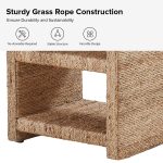 Alonzo Natural Coastal Grass Rope 2-Shelf Side Table