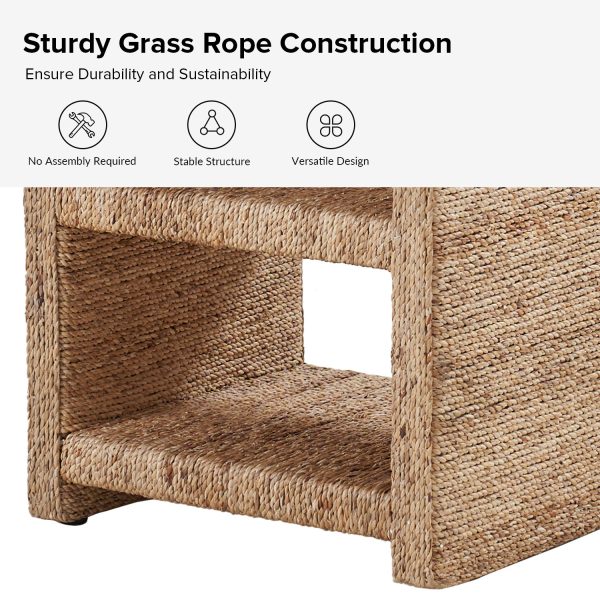 Alonzo Natural Coastal Grass Rope 2 Shelf Side Table 4