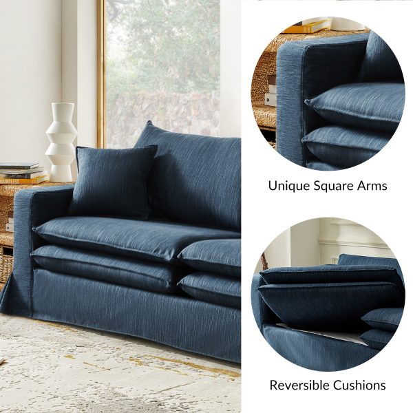 Alphonse Slipcovered Versatile Sofa with Solid Wood Cup Holder 3