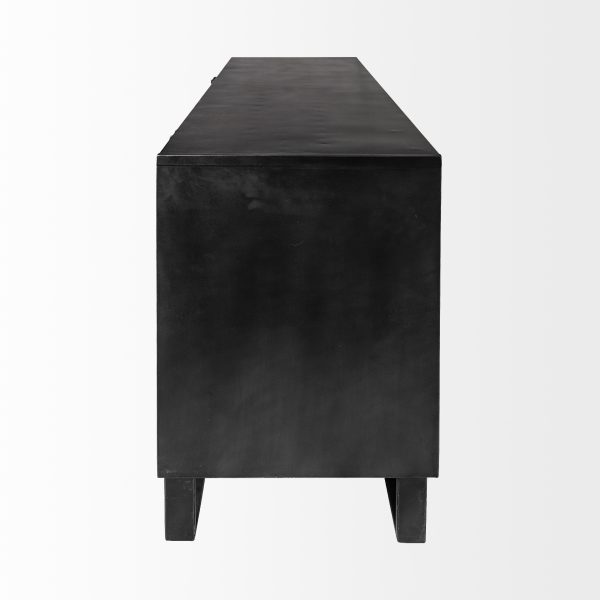 Alvin 82x20 Brown Solid Wood With Black Metal Frame 3 Drawer 2 Cabinet Door Sideboard 2
