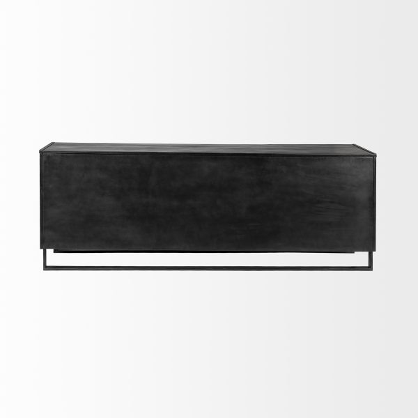 Alvin 82x20 Brown Solid Wood With Black Metal Frame 3 Drawer 2 Cabinet Door Sideboard 3