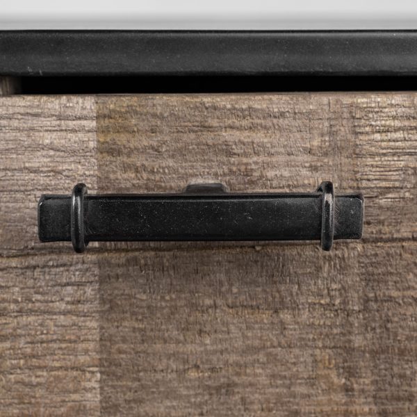 Alvin 82x20 Brown Solid Wood With Black Metal Frame 3 Drawer 2 Cabinet Door Sideboard 5