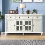 Alvise White 3-Drawer Solid Wood 58-Inch Storage Sideboard 6 Alvise White 3-Drawer Solid Wood 58-Inch Storage Sideboard