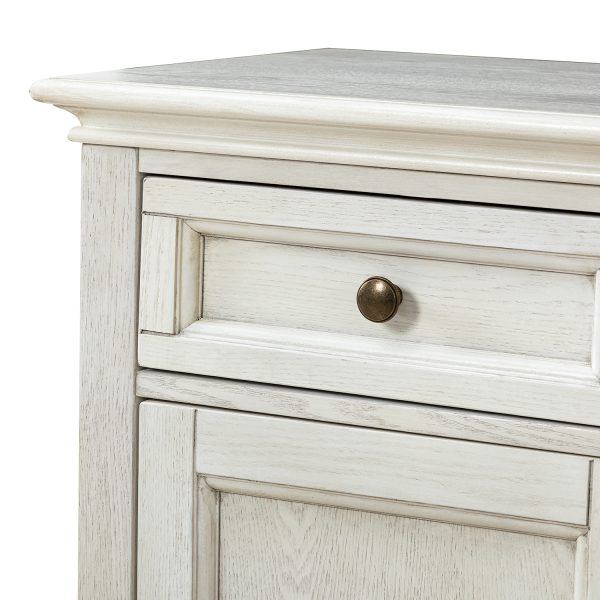 Alvise White 3 Drawer Solid Wood 58 Inch Storage Sideboard 4
