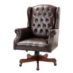 Amadeo Brown Faux Leather Tufted Wingback Swivel Office Chair