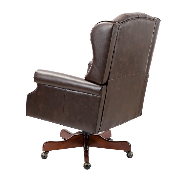 Amadeo Brown Faux Leather Tufted Wingback Swivel Office Chair 2