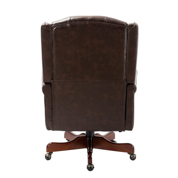 Amadeo Brown Faux Leather Tufted Wingback Swivel Office Chair 3