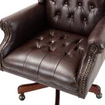 Amadeo Brown Faux Leather Tufted Wingback Swivel Office Chair