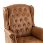 Amadeo Camel Faux Leather Tufted Wingback Swivel Executive Chair