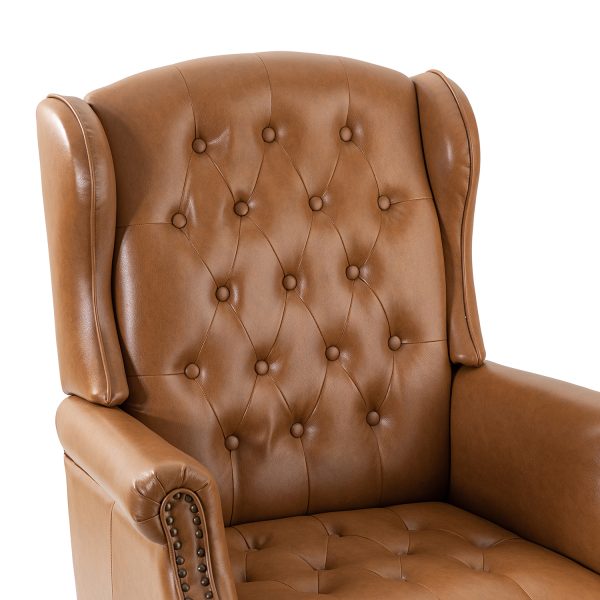 Amadeo Camel Faux Leather Tufted Wingback Swivel Executive Chair 4