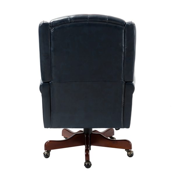 Amadeo Navy Faux Leather Tufted Wingback Swivel Executive Chair 3