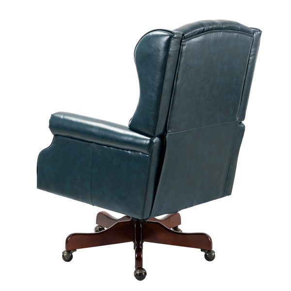 Amadeo Turquoise Faux Leather Tufted Wingback Swivel Executive Chair 2