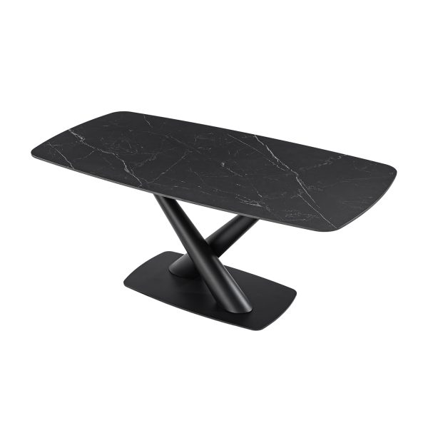 Amadeus Black Faux Marble Top Modern Dining Table 1