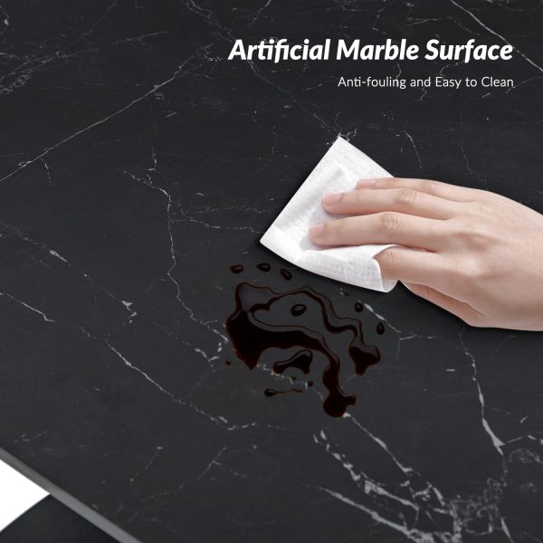Amadeus Black Faux Marble Top Modern Dining Table 3