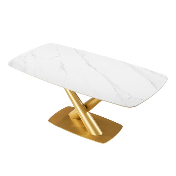 Amadeus White Faux Marble Modern Dining Table 1