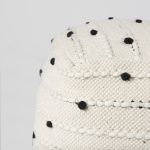 Amaira 16.0L x 16.0W x 16.0H Cream/Black/White patterned Wool and Cotton Pouf