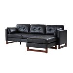 Amando Black Genuine Leather Mid-Century Modern Modular Sectional 7 Amando Black Genuine Leather Mid-Century Modern Modular Sectional