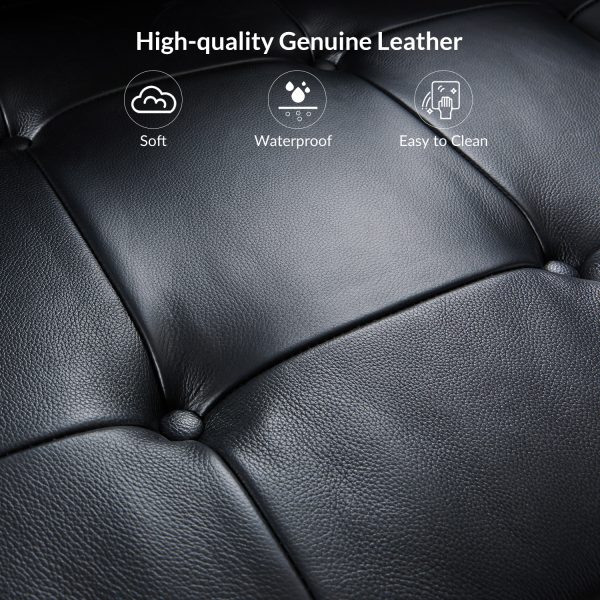Amando Black Genuine Leather Mid Century Modern Modular Sectional 3