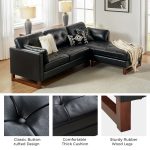 Amando Black Genuine Leather Mid-Century Modern Modular Sectional 10 Amando Black Genuine Leather Mid-Century Modern Modular Sectional