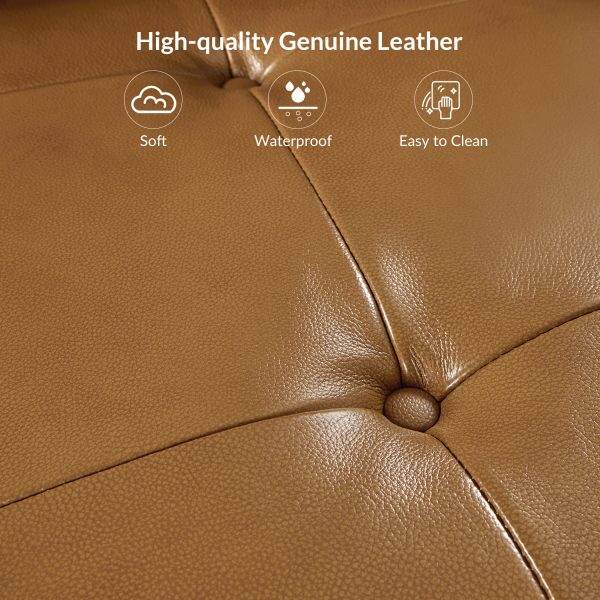 Amando Camel Leather Mid Century Modern Modular Sectional Sofa 3