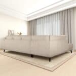 Cream Fabric Mid-Century Modern Sectional Sofa with Wood Legs 10 Cream Fabric Mid-Century Modern Sectional Sofa with Wood Legs