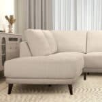 Cream Fabric Mid-Century Modern Sectional Sofa with Wood Legs 9 Cream Fabric Mid-Century Modern Sectional Sofa with Wood Legs